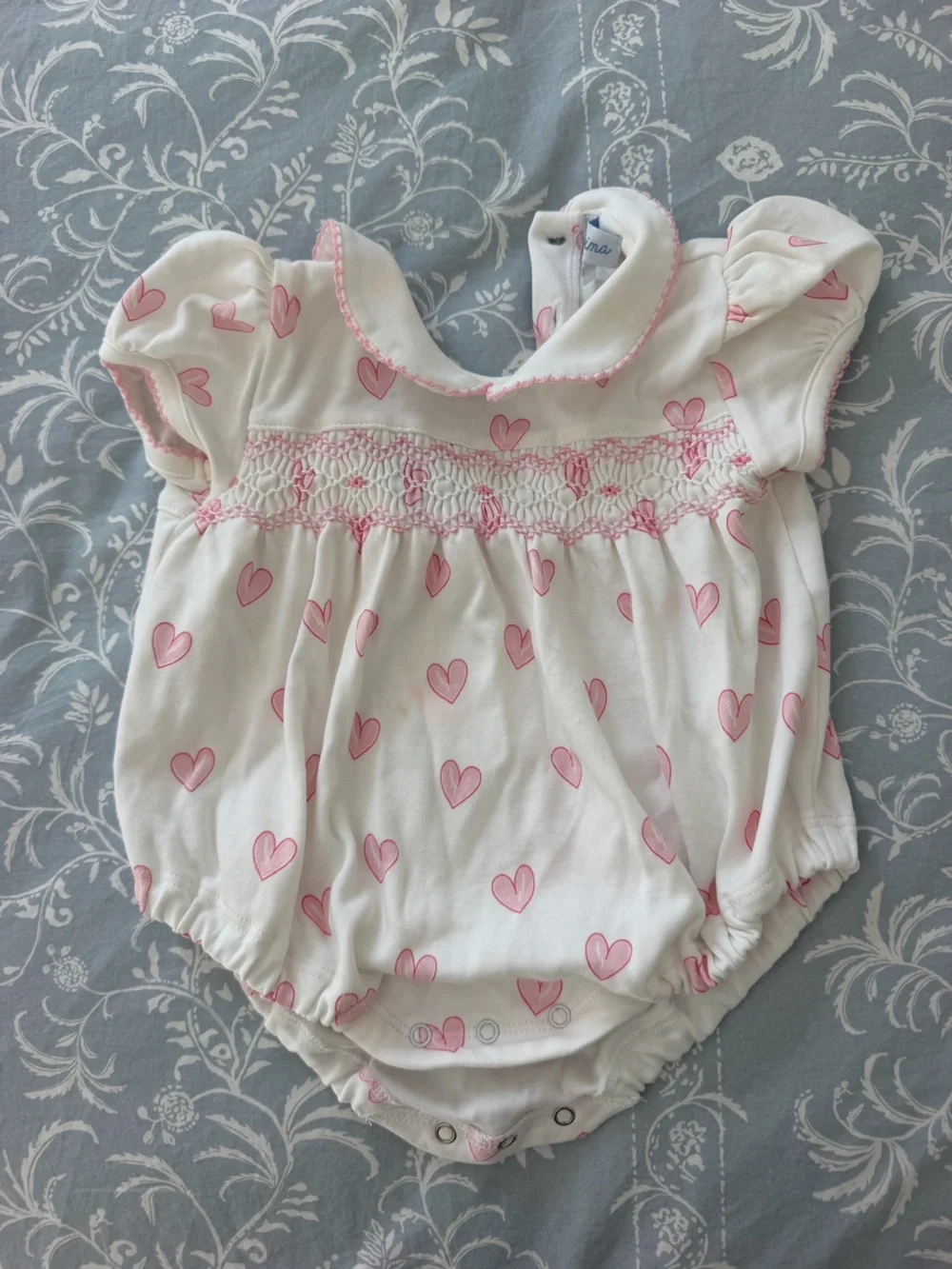 Nellapima Pink Heart Smocked Romper